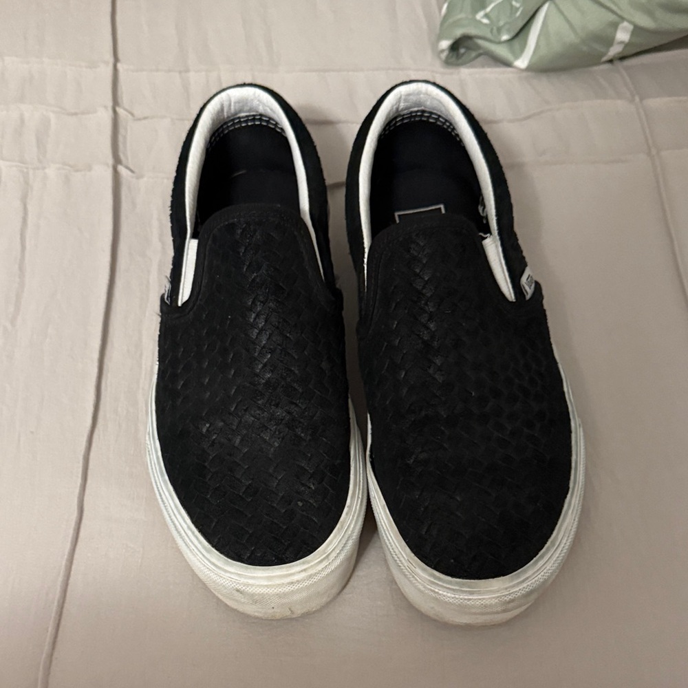 Vans Black Woven Slip-On Sneakers